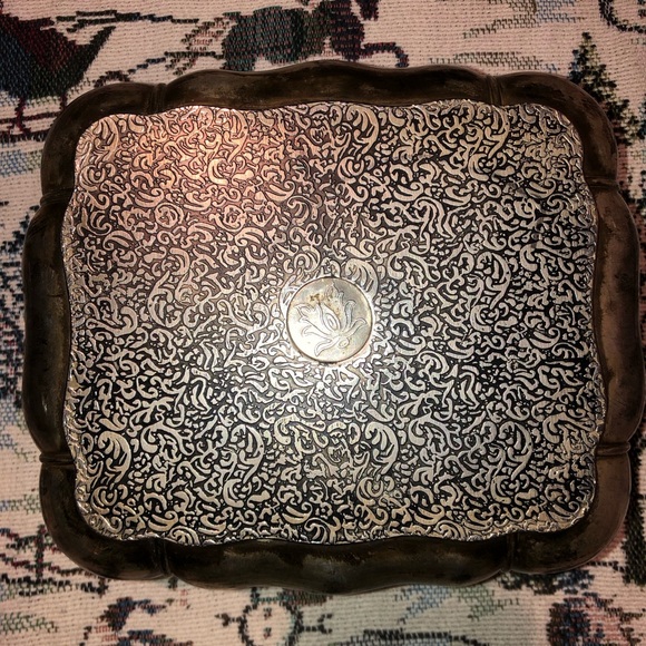 Silver Plated Jewelry box with red interior lining - Picture 6 of 16